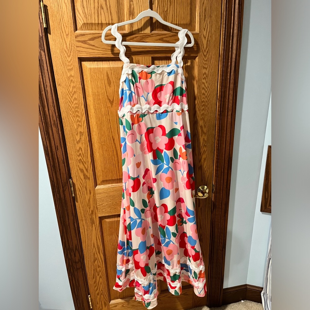 Floral Maxi Dress with Ruffled Straps
